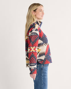 ALTERNATE VIEW OF WOMEN'S NEHALEM DOUBLESOFT HALF-ZIP PULLOVER IN NAVY/RED image number 3