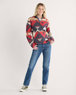 ALTERNATE VIEW OF WOMEN'S NEHALEM DOUBLESOFT HALF-ZIP PULLOVER IN NAVY/RED image number 5