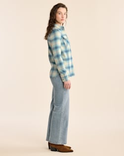 ALTERNATE VIEW OF WOMEN'S PLAID MADISON DOUBLEBRUSHED FLANNEL SHIRT IN AQUA OMBRE image number 2