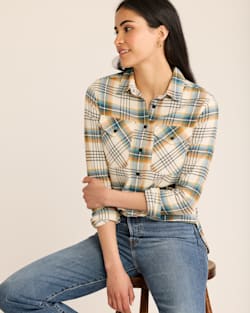 WOMEN'S PLAID MADISON DOUBLEBRUSHED FLANNEL SHIRT IN CREAM MULTI image number 1