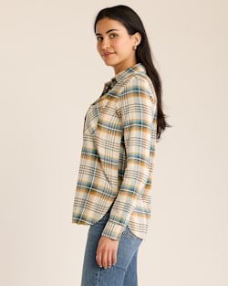 ALTERNATE VIEW OF WOMEN'S PLAID MADISON DOUBLEBRUSHED FLANNEL SHIRT IN CREAM MULTI image number 2