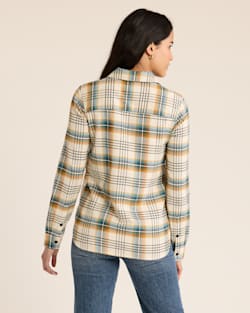 ALTERNATE VIEW OF WOMEN'S PLAID MADISON DOUBLEBRUSHED FLANNEL SHIRT IN CREAM MULTI image number 3