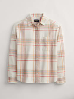 WOMEN'S PLAID BOYFRIEND DOUBLEBRUSHED FLANNEL SHIRT IN IVORY MULTI PLAID image number 1