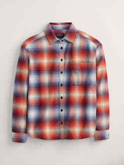WOMEN'S PLAID BOYFRIEND DOUBLEBRUSHED FLANNEL SHIRT IN RUST NAVY OMBRE image number 1