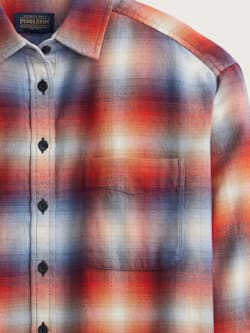 ALTERNATE VIEW OF WOMEN'S PLAID BOYFRIEND DOUBLEBRUSHED FLANNEL SHIRT IN RUST NAVY OMBRE image number 2