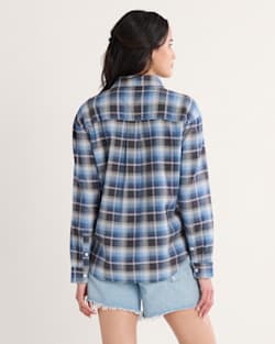 ALTERNATE VIEW OF WOMEN'S PLAID BOYFRIEND DOUBLEBRUSHED FLANNEL SHIRT IN BLUE MULTI PLAID image number 2