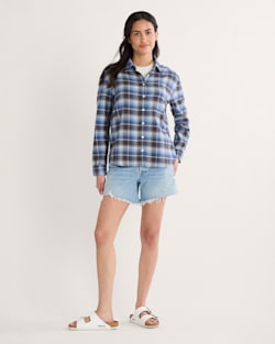 ALTERNATE VIEW OF WOMEN'S PLAID BOYFRIEND DOUBLEBRUSHED FLANNEL SHIRT IN BLUE MULTI PLAID image number 4