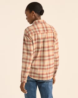 ALTERNATE VIEW OF WOMEN'S PLAID BOYFRIEND DOUBLEBRUSHED FLANNEL SHIRT IN GOLD/BRICK MULTI image number 3