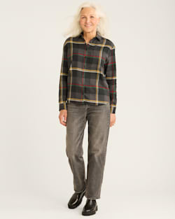 ALTERNATE VIEW OF WOMEN'S PLAID BOYFRIEND DOUBLEBRUSHED FLANNEL SHIRT IN BLACK MULTI image number 5