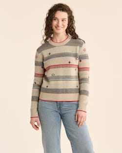 WOMEN'S BRIDGER STRIPE MERINO SWEATER IN OATMEAL HEATHER STRIPE image number 1