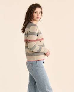 ALTERNATE VIEW OF WOMEN'S BRIDGER STRIPE MERINO SWEATER IN OATMEAL HEATHER STRIPE image number 2