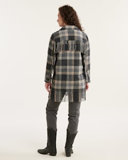 ALTERNATE VIEW OF WOMEN'S PLAID JOLENE WOOL FRINGED JACKET IN CHARCOAL MIX MULTI image number 3