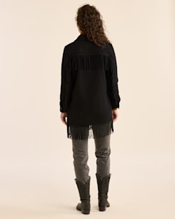 ALTERNATE VIEW OF WOMEN'S JOLENE WOOL FRINGED JACKET IN BLACK image number 3