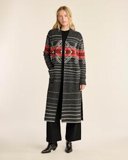 WOMEN'S LAMBSWOOL DUSTER CARDIGAN IN BLACK HEATHER MULTI image number 1