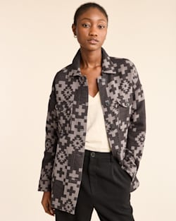 WOMEN'S DOUBLESOFT SHIRT JACKET IN CHARCOAL TOSSED CROSS image number 1