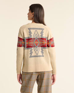 ALTERNATE VIEW OF WOMEN'S LAMBSWOOL GRAPHIC CARDIGAN IN VINTAGE TAN MULTI image number 3