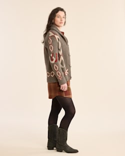 ALTERNATE VIEW OF WOMEN'S HERITAGE LAMBSWOOL CARDIGAN IN BROWN MIX MULTI image number 2