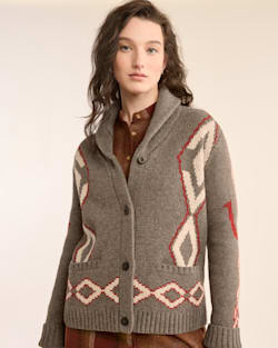 ALTERNATE VIEW OF WOMEN'S HERITAGE LAMBSWOOL CARDIGAN IN BROWN MIX MULTI image number 5