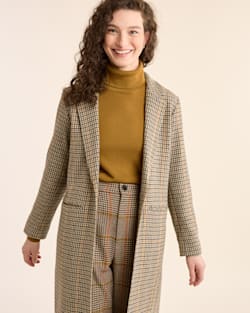 ALTERNATE VIEW OF WOMEN'S HUDSON LONG WOOL COAT IN TAN/BROWN CHECK image number 4