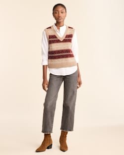 WOMEN'S HARLOW LAMBSWOOL SWEATER VEST IN TAN HEATHER MULTI image number 1