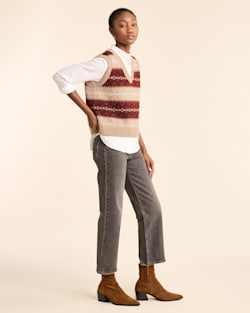 ALTERNATE VIEW OF WOMEN'S HARLOW LAMBSWOOL SWEATER VEST IN TAN HEATHER MULTI image number 2