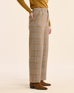 ALTERNATE VIEW OF WOMEN'S GLEN PLAID WOOL TROUSERS IN TAN/BROWN image number 2