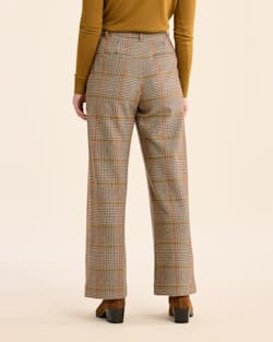 ALTERNATE VIEW OF WOMEN'S GLEN PLAID WOOL TROUSERS IN TAN/BROWN image number 3