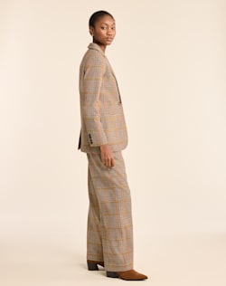 ALTERNATE VIEW OF WOMEN'S GLEN PLAID WOOL TROUSERS IN TAN/BROWN image number 6