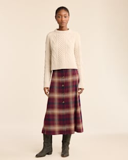 WOMEN'S PLAID WOOL SKIRT IN BURGUNDY MULTI image number 1