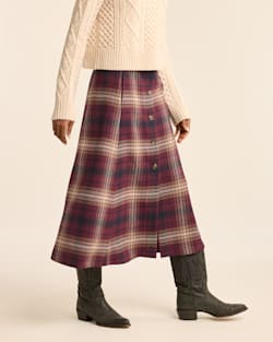 ALTERNATE VIEW OF WOMEN'S PLAID WOOL SKIRT IN BURGUNDY MULTI image number 2