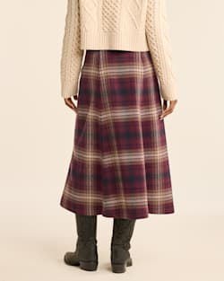 ALTERNATE VIEW OF WOMEN'S PLAID WOOL SKIRT IN BURGUNDY MULTI image number 3