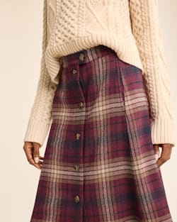 ALTERNATE VIEW OF WOMEN'S PLAID WOOL SKIRT IN BURGUNDY MULTI image number 4