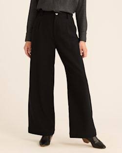 ALTERNATE VIEW OF WOMEN'S HERRINGBONE WOOL TROUSERS IN BLACK image number 2