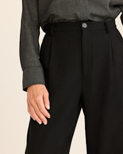 ALTERNATE VIEW OF WOMEN'S HERRINGBONE WOOL TROUSERS IN BLACK image number 5