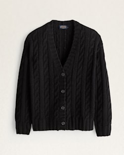 WOMEN'S SHETLAND COLLECTION FISHERMAN CARDIGAN IN BLACK image number 1