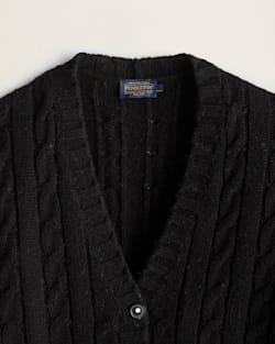 ALTERNATE VIEW OF WOMEN'S SHETLAND COLLECTION FISHERMAN CARDIGAN IN BLACK image number 2