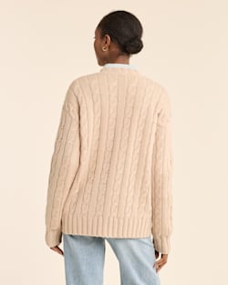 ALTERNATE VIEW OF WOMEN'S SHETLAND COLLECTION FISHERMAN CARDIGAN IN SOFT TAUPE image number 3