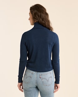 ALTERNATE VIEW OF WOMEN'S MERINO TURTLENECK IN NAVY HEATHER image number 3