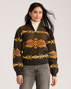 WOMEN'S QUARTER-ZIP MERINO SWEATER IN CHARCOAL MULTI image number 1