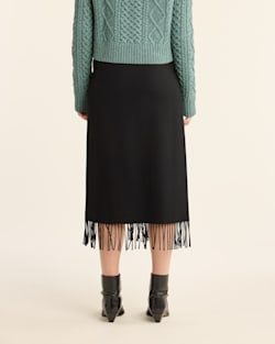 ALTERNATE VIEW OF WOMEN'S WOOL FRINGED WRAP SKIRT IN BLACK image number 3