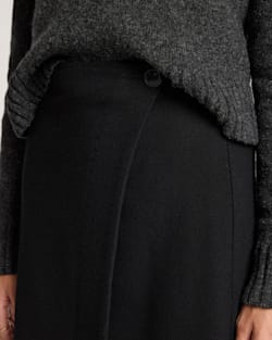 ALTERNATE VIEW OF WOMEN'S WOOL FRINGED WRAP SKIRT IN BLACK image number 5
