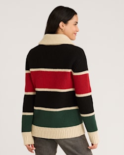 ALTERNATE VIEW OF WOMEN'S RANGER STRIPE LAMBSWOOL CARDIGAN IN BLACK MULTI image number 3