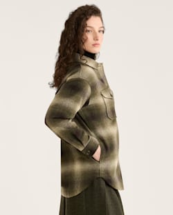 ALTERNATE VIEW OF WOMEN'S PLAID WOOL SHIRT JACKET IN GREEN/BROWN OMBRE image number 2
