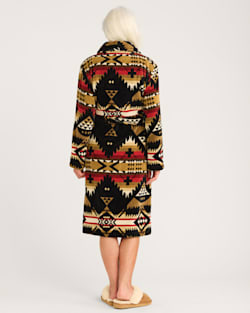 ALTERNATE VIEW OF WOMEN'S NEHALEM COTTON TERRY VELOUR ROBE IN BLACK/RED image number 3