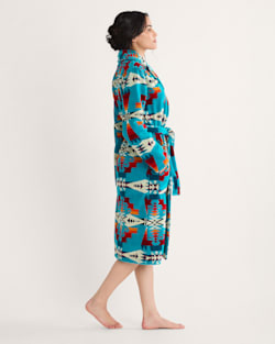 ALTERNATE VIEW OF WOMEN'S TUCSON COTTON TERRY VELOUR ROBE IN TURQUOISE image number 3