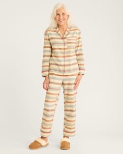 WOMEN'S BRIDGER STRIPE FLANNEL PAJAMA SET IN IVORY image number 1