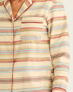 ALTERNATE VIEW OF WOMEN'S BRIDGER STRIPE FLANNEL PAJAMA SET IN IVORY image number 4
