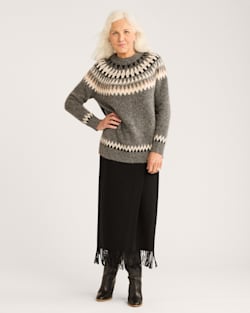 WOMEN'S OVERSIZED ALPACA FAIR ISLE SWEATER IN GREY MULTI image number 1