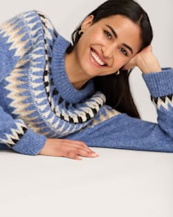 ALTERNATE VIEW OF WOMEN'S OVERSIZED ALPACA FAIR ISLE SWEATER IN LIGHT BLUE MULTI image number 4