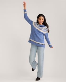 ALTERNATE VIEW OF WOMEN'S OVERSIZED ALPACA FAIR ISLE SWEATER IN LIGHT BLUE MULTI image number 5
